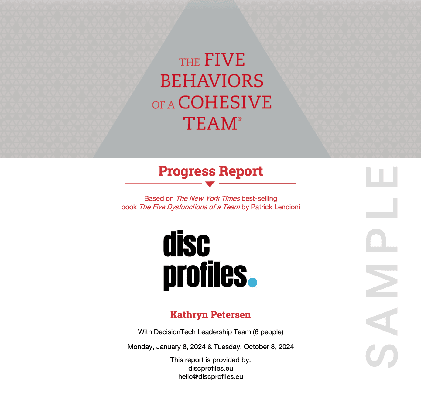 Five Behaviors Progress Report (Free Sample) - DiSCprofiles